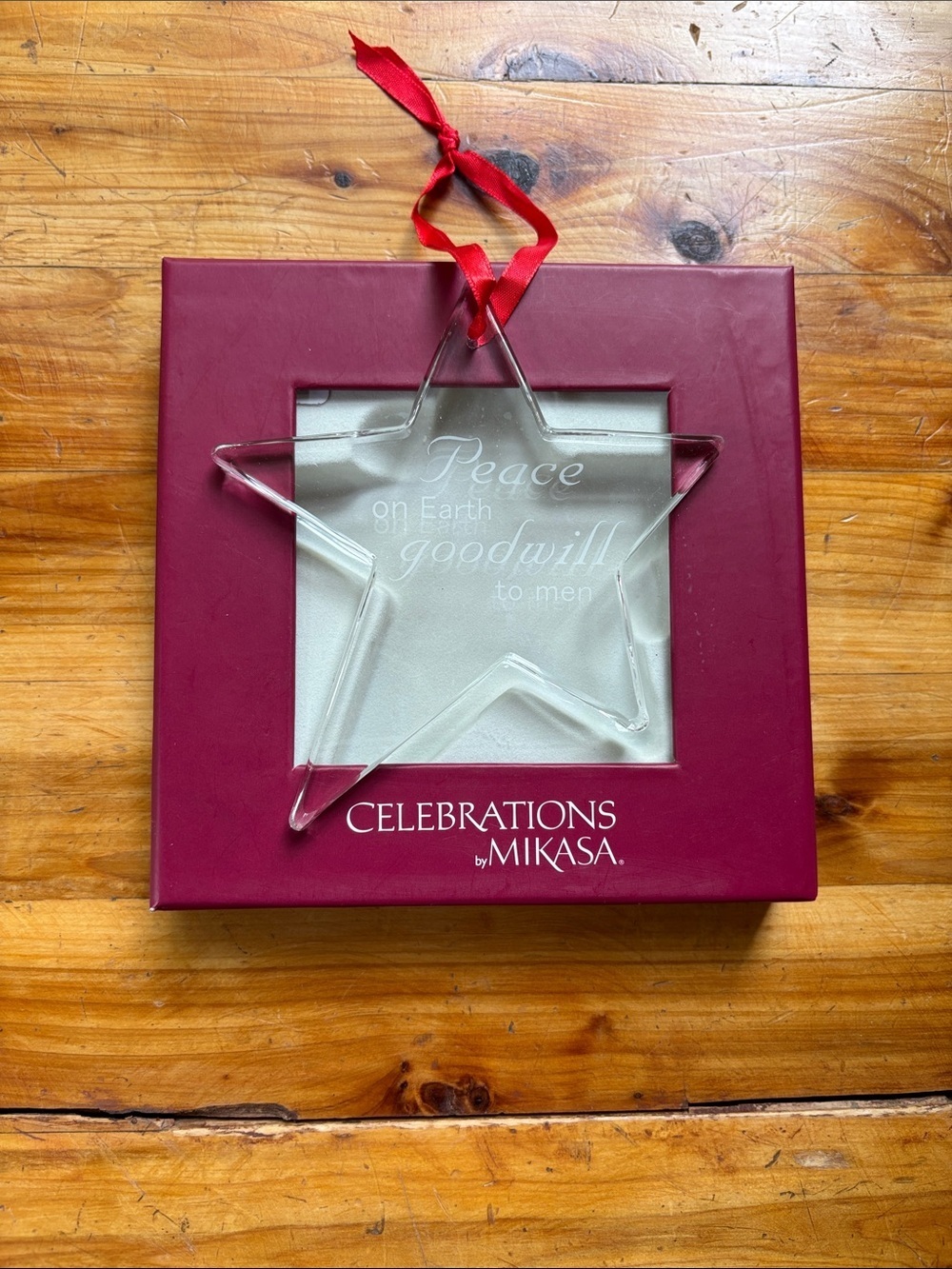 Mikasa Christmas Holiday Ornament "Peace On Earth Good Will To Men" New In Box